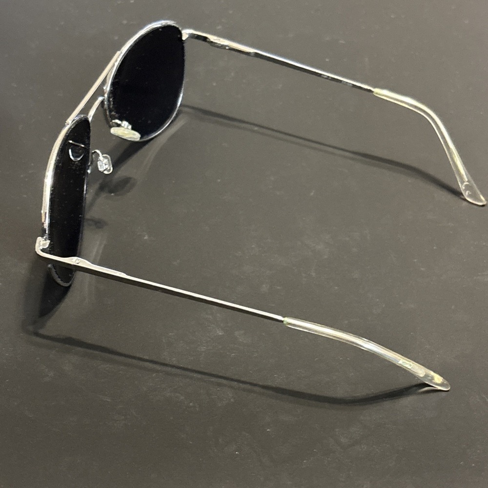 Classic Silver Aviator Sunglasses Metal Pilot Frame Dark Gray Lens UV400 Unisex - Picture 7 of 9
